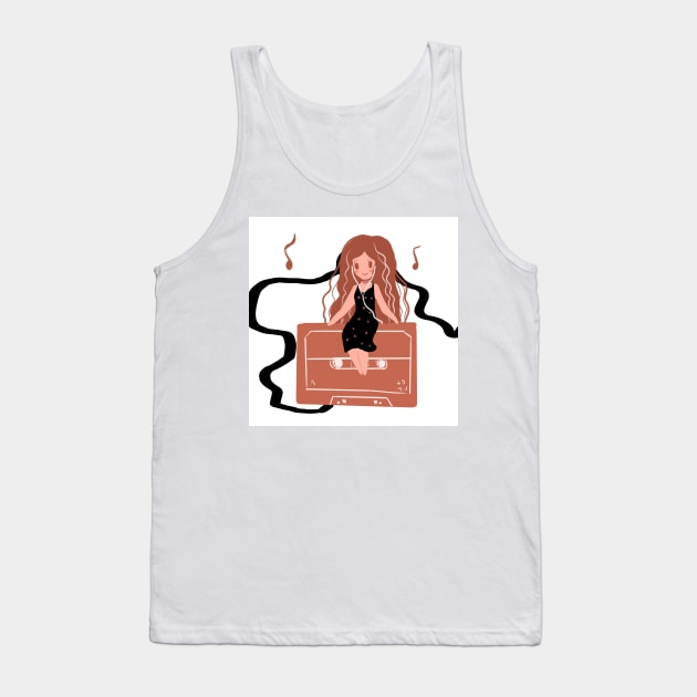 Classic tape girl cute kawaii doodle style anime cassette Tank Top by meisanmui